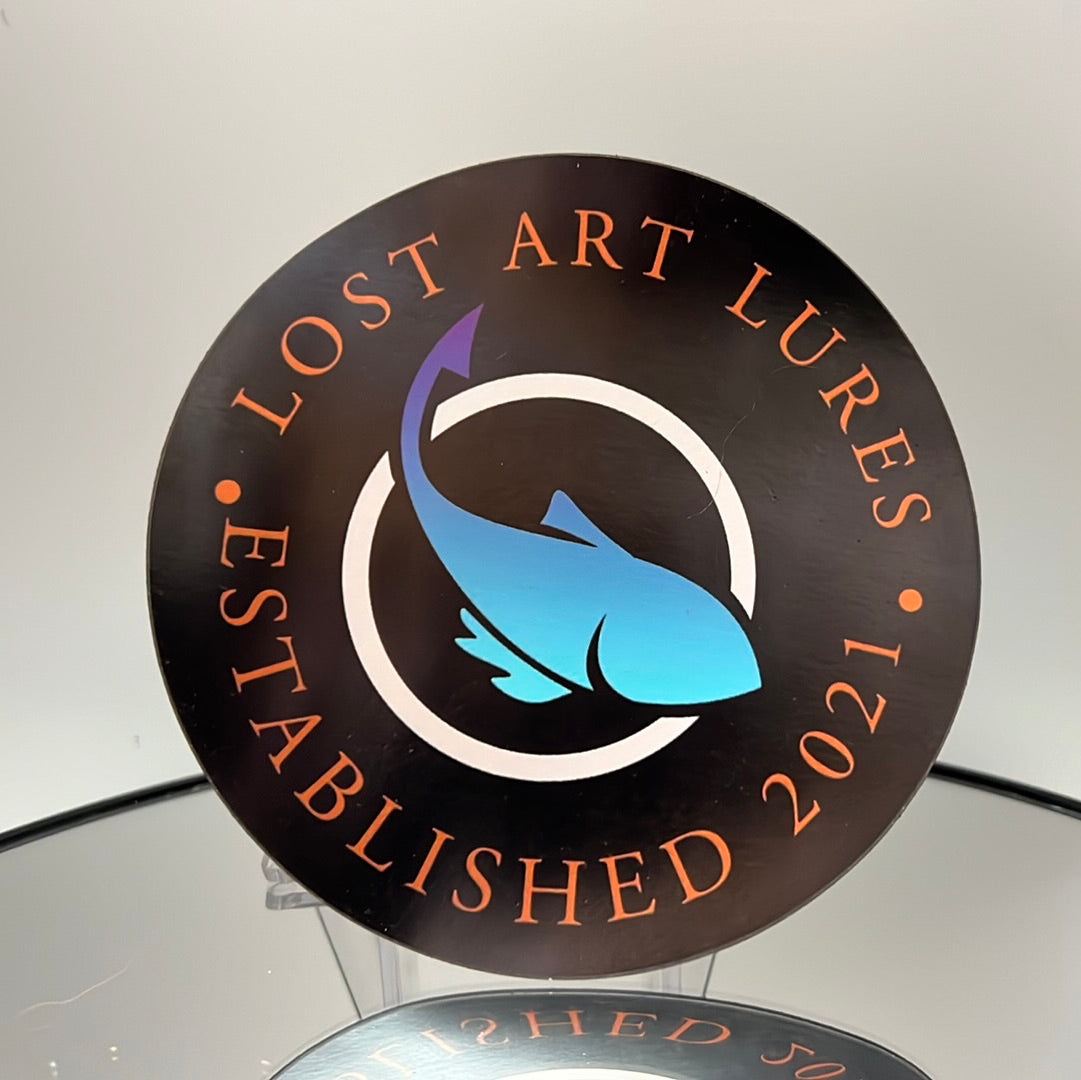 4" magnet with Lost Art Lures fish logo