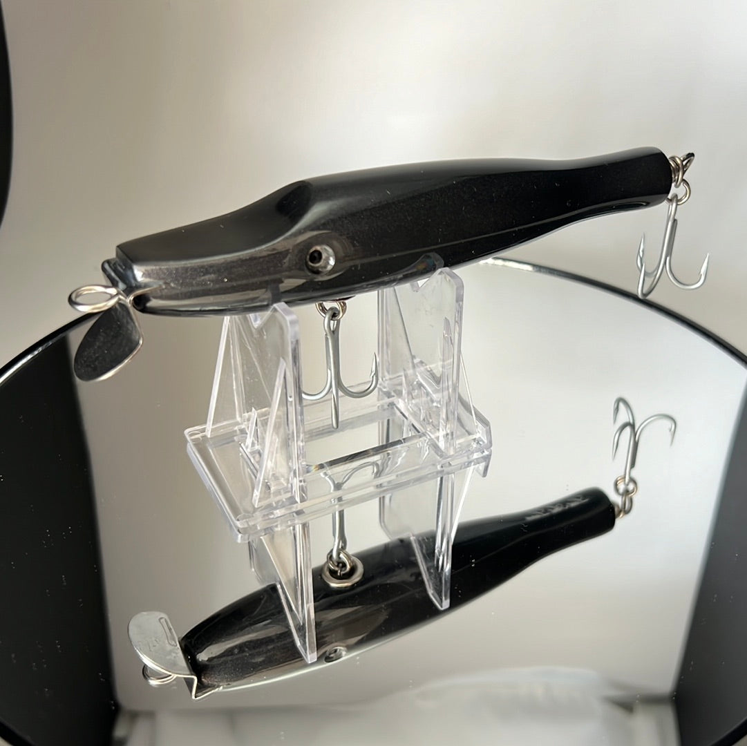 metal lip, stainless steel, bass, pike, musky, striper, fishing, wood, lure, custom, bait, pickerel, snook, vmc, spro, swivel, split ring, crappie, freshwater, saltwater, adventure, cedar, reclaimed, creek chub, finesse, fish, redfish, drum, multi species, angler, fisherman, black, charcoal, metallic, paint