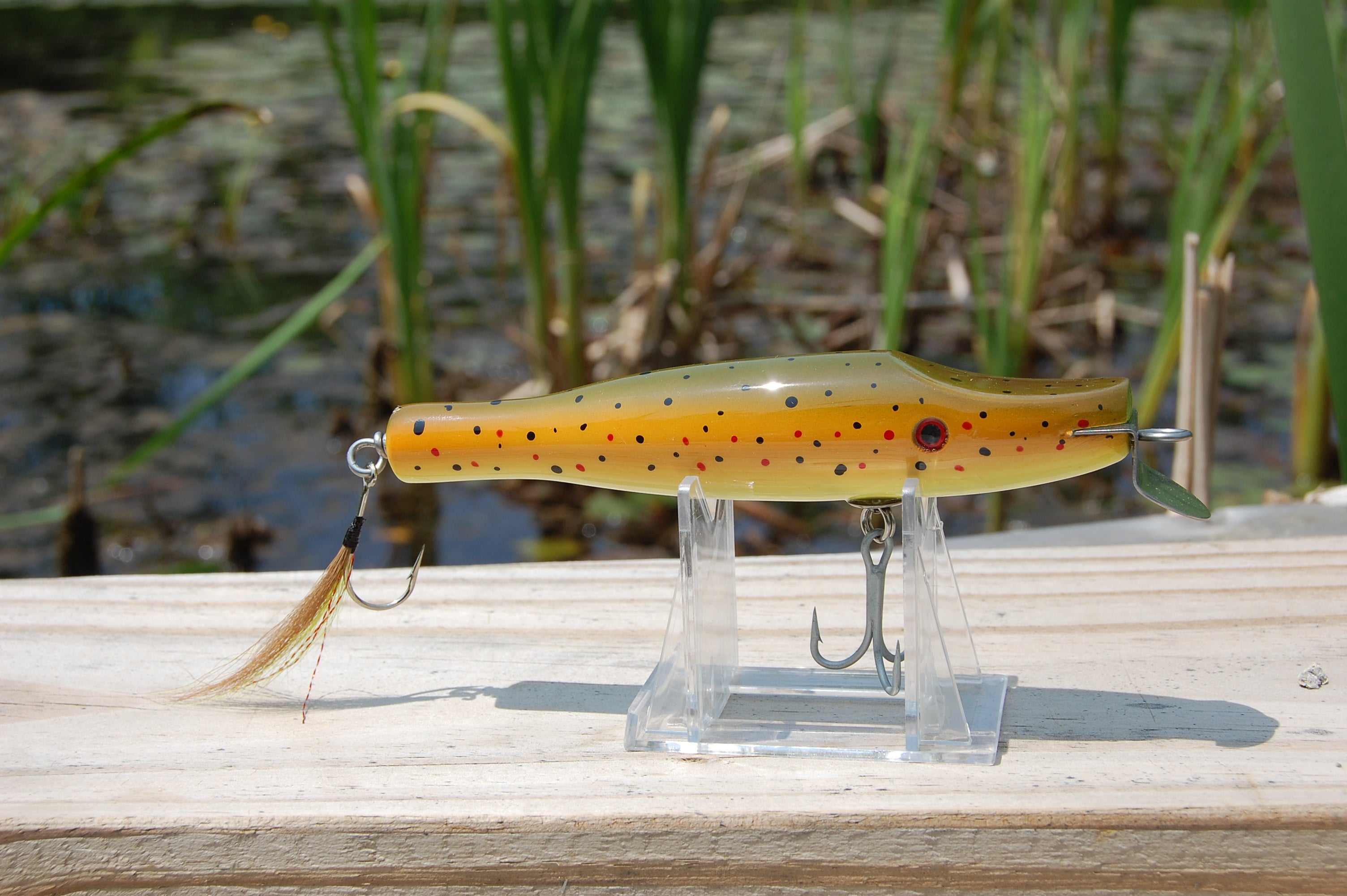 bass, largemouth, smallmouth, bass, pike, musky, freshwater, saltwater, metal lip, custom made, wood, cedar, stainless steel, through wire, VMC, Permasteel