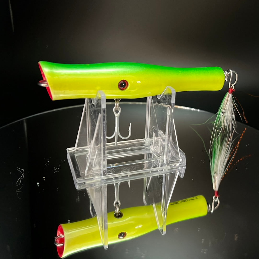 metal lip, stainless steel, bass, pike, musky, striper, fishing, wood, lure, custom, bait, pickerel, snook, vmc, spro, swivel, split ring, crappie, freshwater, saltwater, adventure, cedar, reclaimed, creek chub, finesse, fish, redfish, drum, multi species, angler, fisherman, siren, popper, green, yellow, black, red