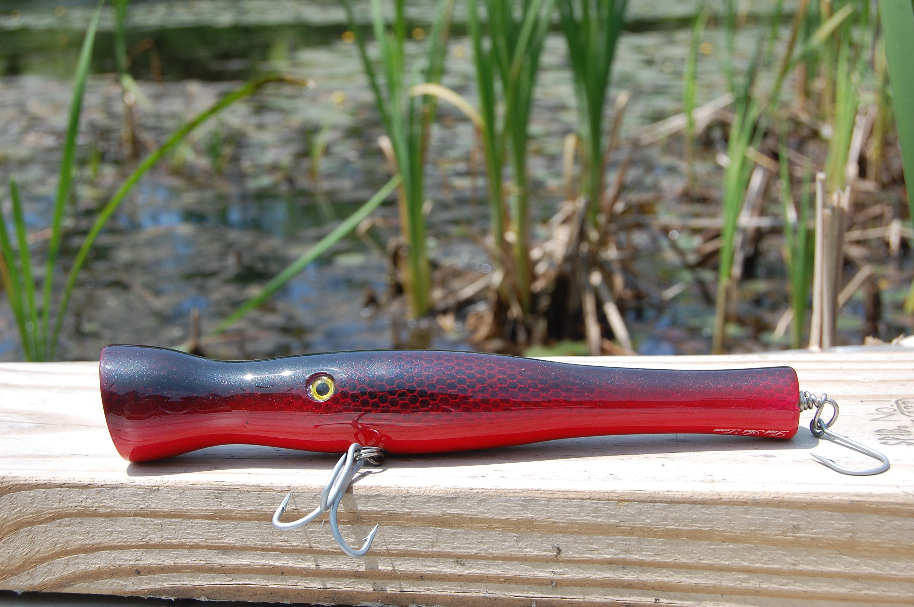 bass, largemouth, smallmouth, bass, pike, musky, freshwater, saltwater, popper custom made, wood, cedar, tuna, mahi mahi, 