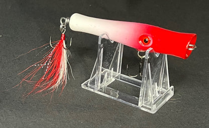 Popper Style lure, 4" long, painted red and white